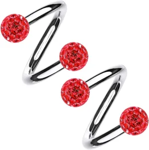2pc Twisted Barbell Earring Surgical Steel - Twist Helix Earrings 16 Gauge - Spiral Belly Button Rings - 3mm Crystal Lip Ring Body Jewelry 5/16 8mm (choose Color)