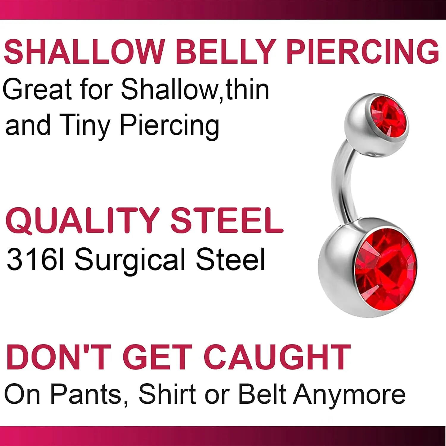 2pcs 14g Implant Grade Surgical Steel Double Crystal Short Navel Belly Button Ring 6mm1/4 14 gauge pick color(s)