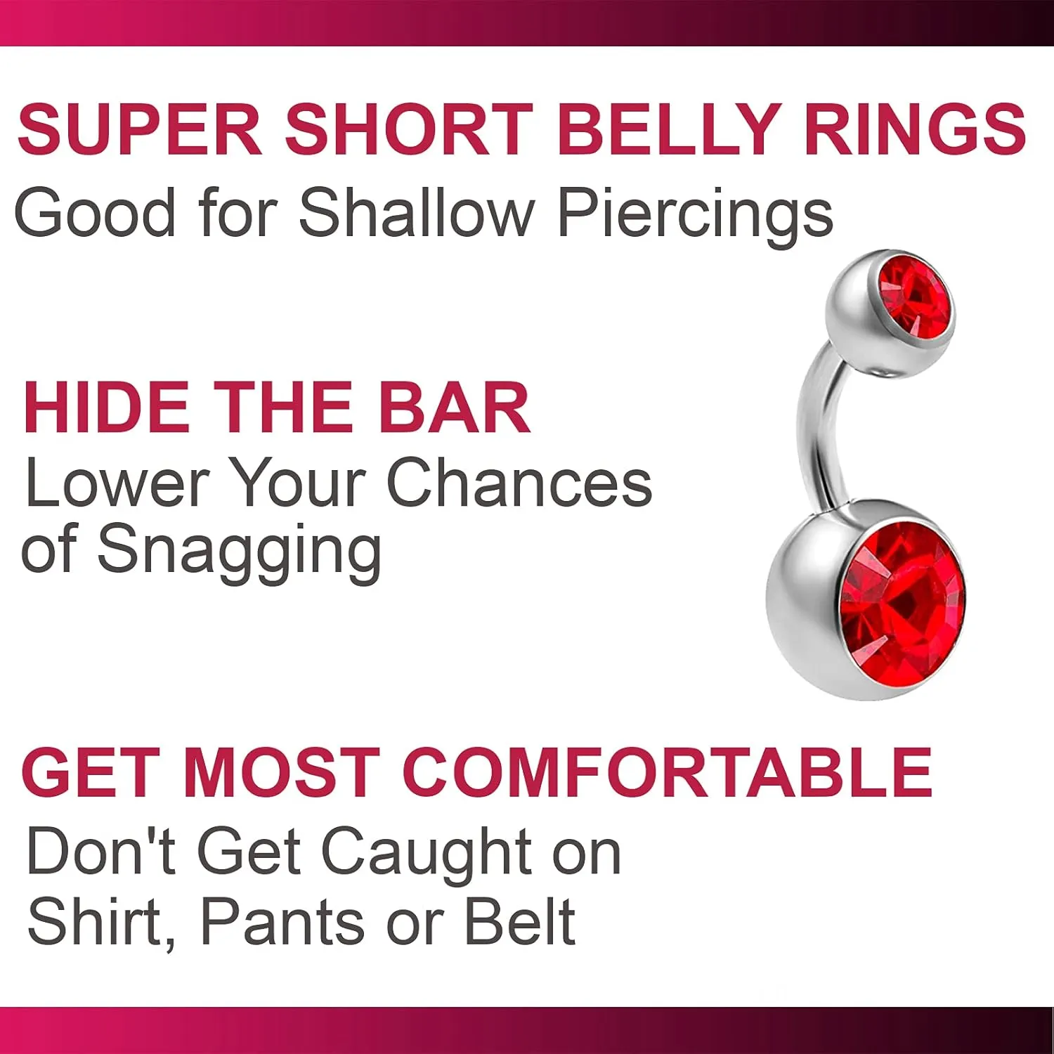 2pcs 14g Implant Grade Surgical Steel Double Crystal Short Navel Belly Button Ring 6mm1/4 14 gauge pick color(s)