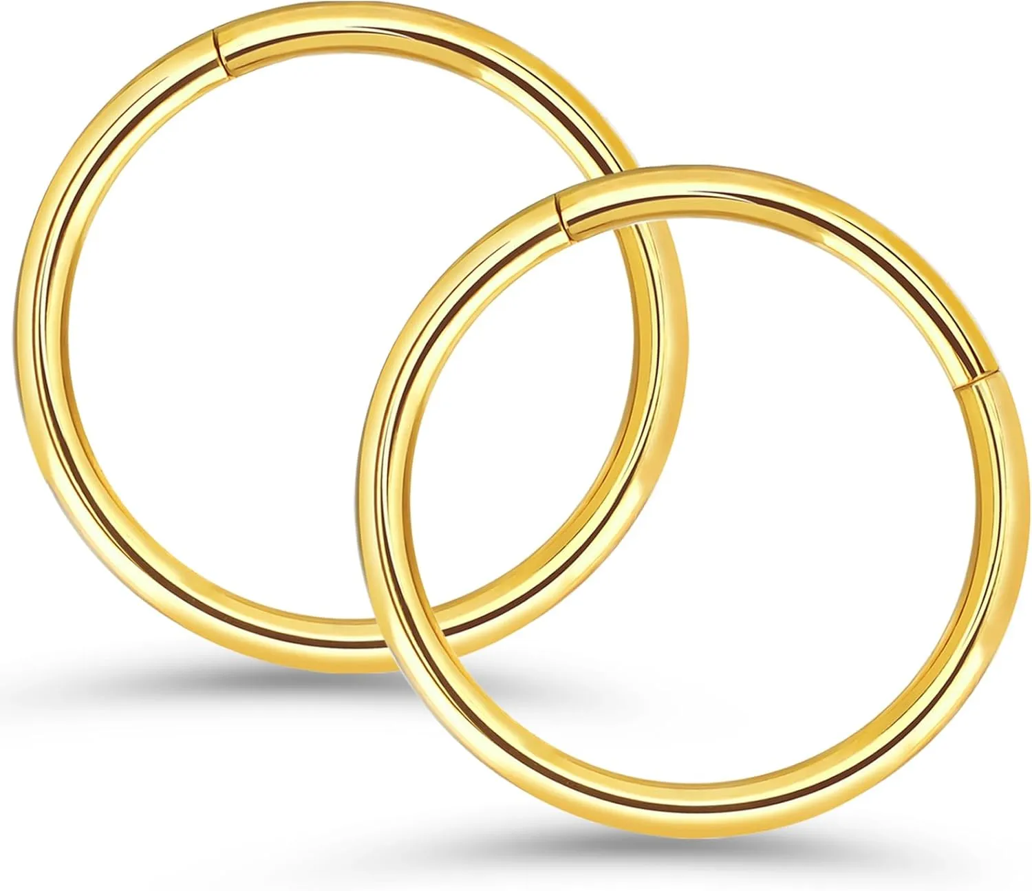 2pcs 6mm 316l Surgical Steel Nose Rings 16G Gold Nose Ring Hoop 16 Gauge Hinged Segment Septum Clicker Cartilage Helix Tragus Daith Rook Hoop Earrings Body Piercing Jewelry