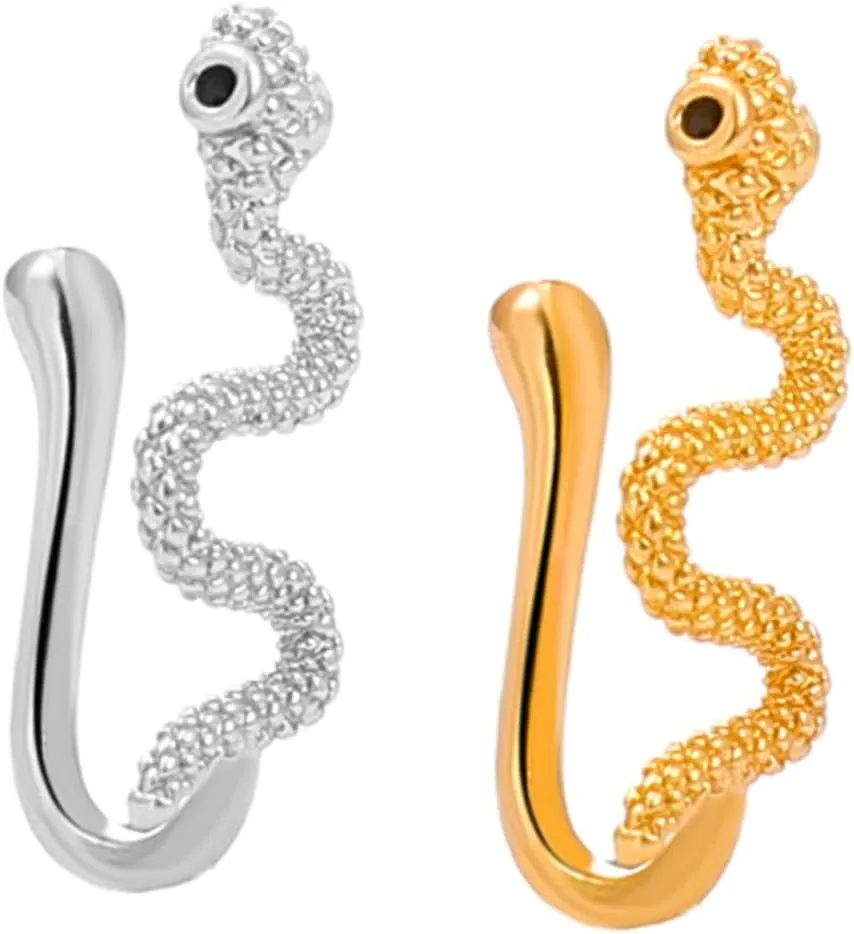 2Pcs Clip Fake Nose Rings Non Piercing Jewelry for Women Shaped Cuff Nose Studs Lightweight Material Daily Wear Nose Versatile Nose Ear Accessories
