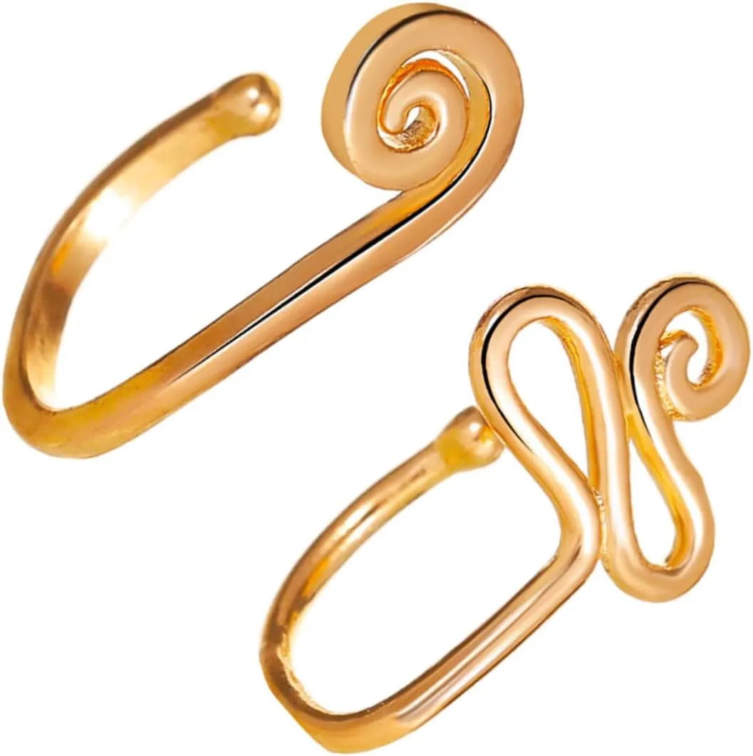 2Pcs Clip Nose Rings Punk U Shape Fake Nose Piercing Jewelry Durable Non Piercing Adornments for Women Stylish Nose Jewelry for Unique
