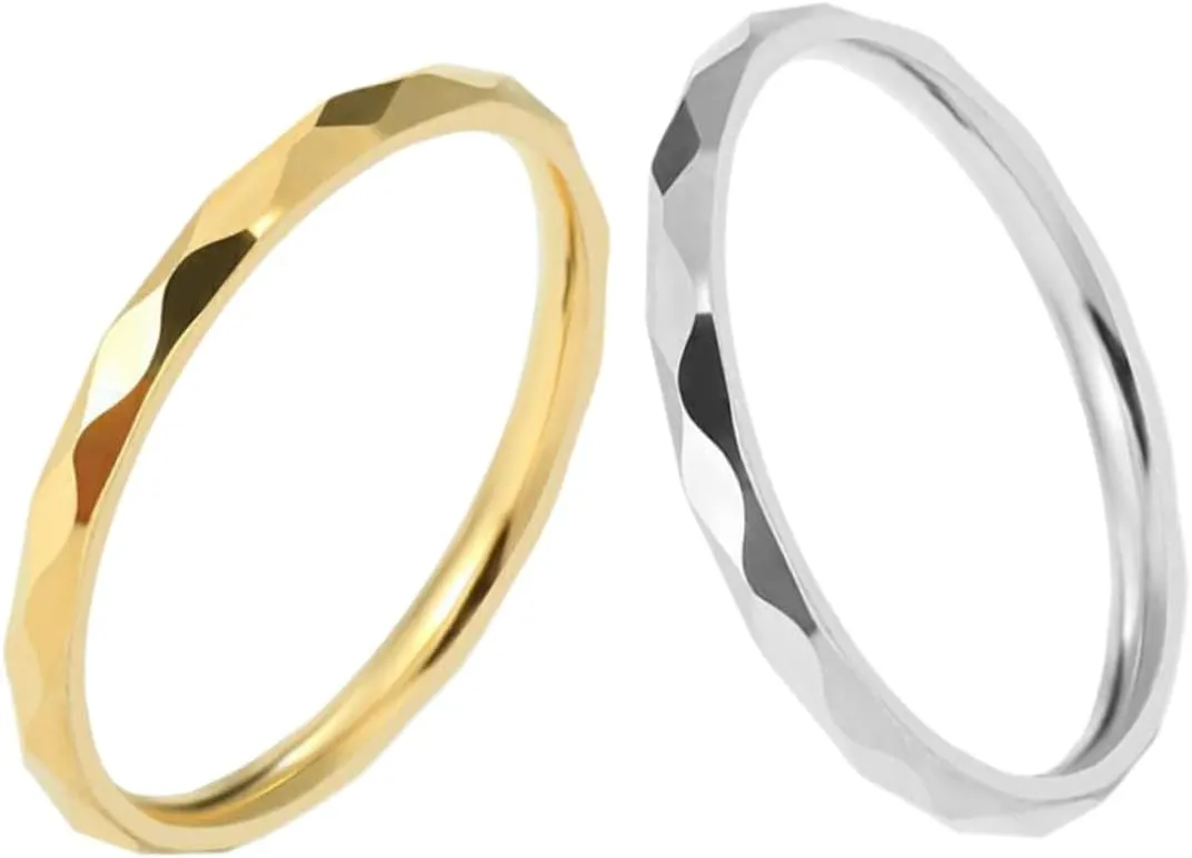 2pcs Couples Ring Nexklaces Thin Gold Ring Design Titanium Steel Perfect for Valentine's Day