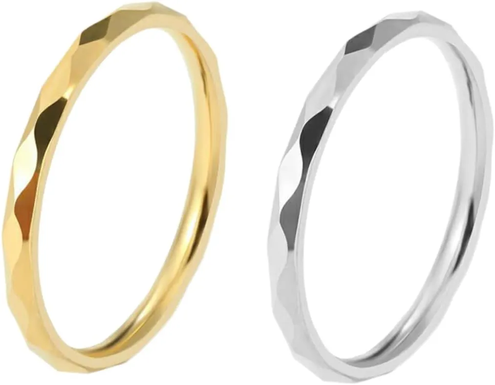 2pcs Couples Ring Titanium Steel Ring for Women Men Fashion and Creative Decorative Jewelry