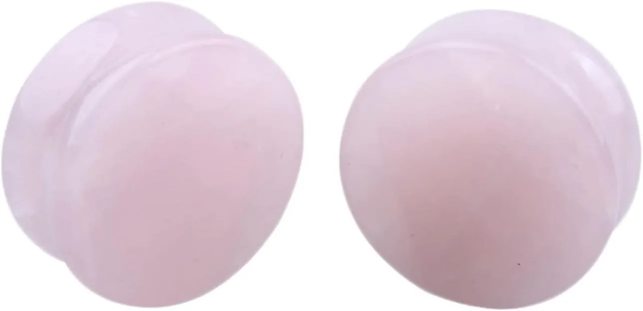 2Pcs Ear Gauge Plugs Women, Ear Gauges Unique Pink Stone Gauge Earrings Piercing Tunnels