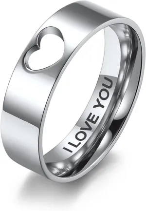 2Pcs Engagement Ring Decoration Bright Luster Excellent Fashion Love Heart Matching Couple Ring