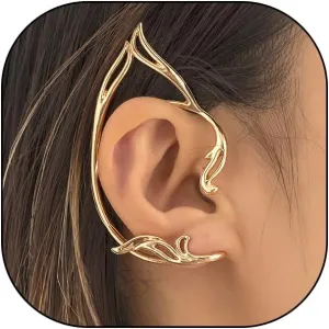 2Pcs Gold Plated Elves Ear Cuff Earrings for Women,Unique Cat Ear Hollow Non-Piercing Climber Earrings,Dainty Cosplay Fairy Party Jewelry Gifts