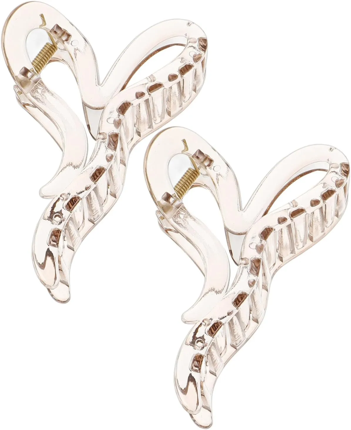 2pcs Heart Hair Jaw Clips Non Slip Plastic Hair Claw Clips for Stylish Everyday Use Transparent Tea Color