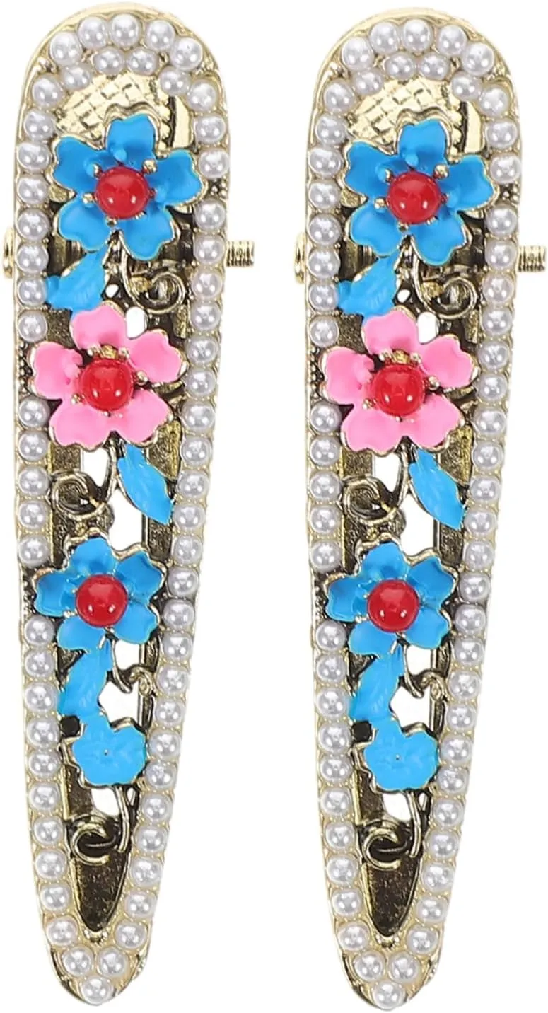 2pcs Mini Flower Metal Hair Clips Elegant Chinese Style Hairpins for Women Lightweight Duckbill Hair Accessories for Daily Use and Special Occasions