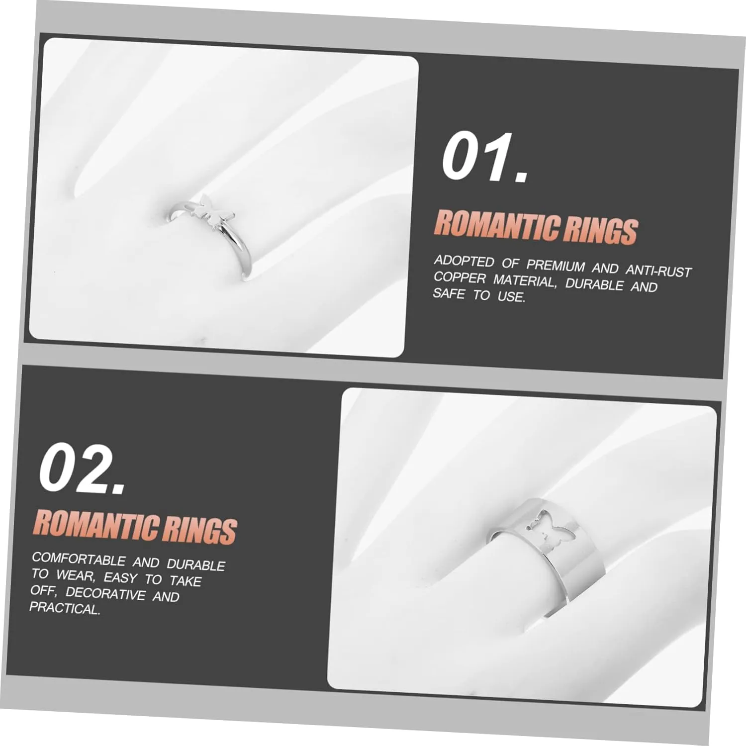 2pcs Ring Finger Rings Romantic Rings Finger Jewelry Hand Accessories Creative