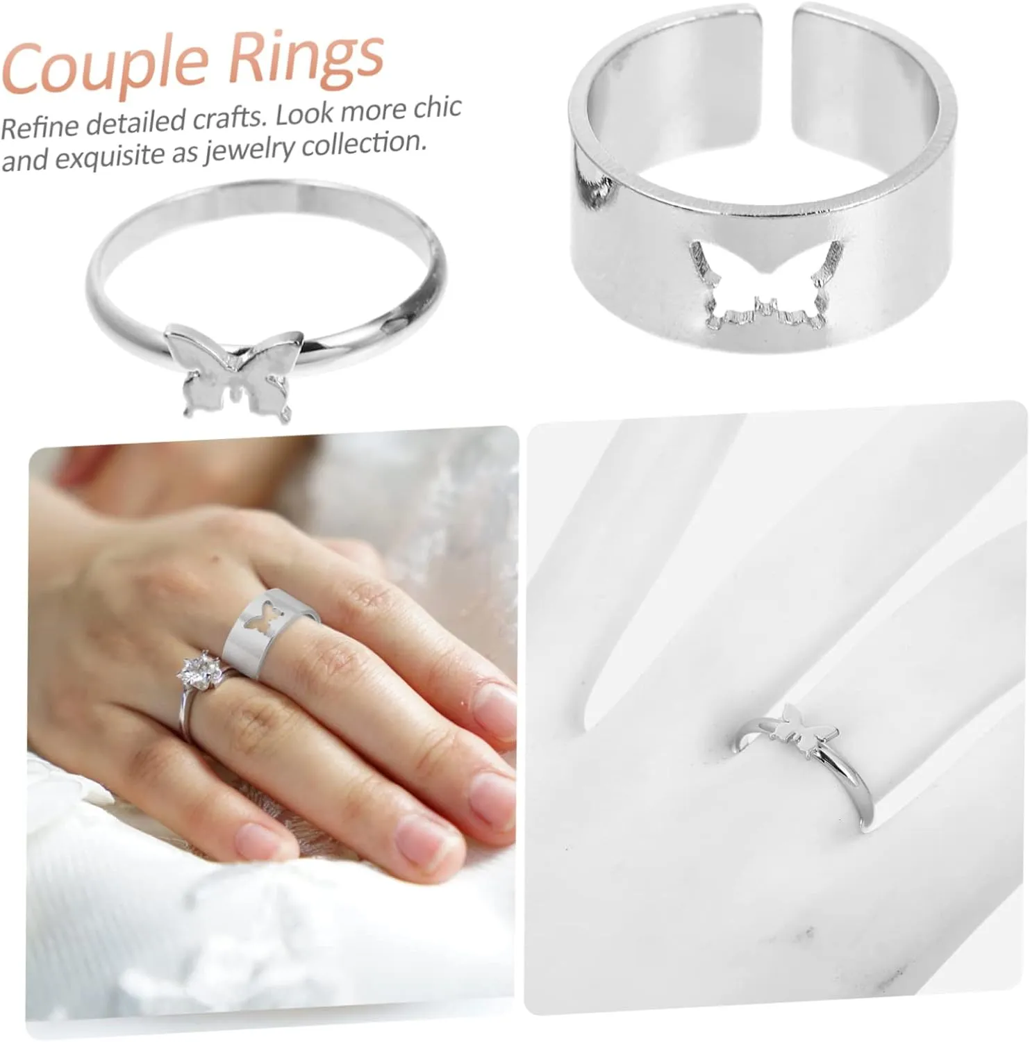 2pcs Ring Finger Rings Romantic Rings Finger Jewelry Hand Accessories Creative