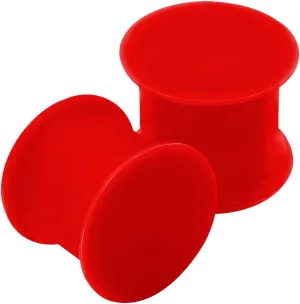 2PCS Silicone Red Double Flared Saddle Unique Stretcher Ear Gauge Plug Earring Lobe Piercing Jewelry See More Sizes
