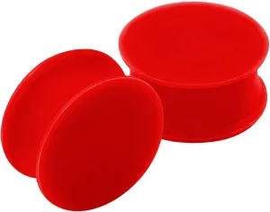 2PCS Silicone Red Double Flared Saddle Unique Stretcher Ear Gauge Plug Earring Lobe Piercing Jewelry See More Sizes
