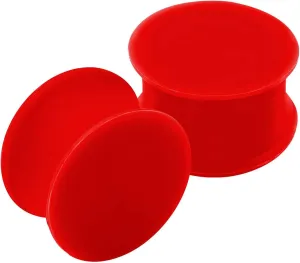 2PCS Silicone Red Double Flared Saddle Unique Stretcher Ear Gauge Plug Earring Lobe Piercing Jewelry See More Sizes