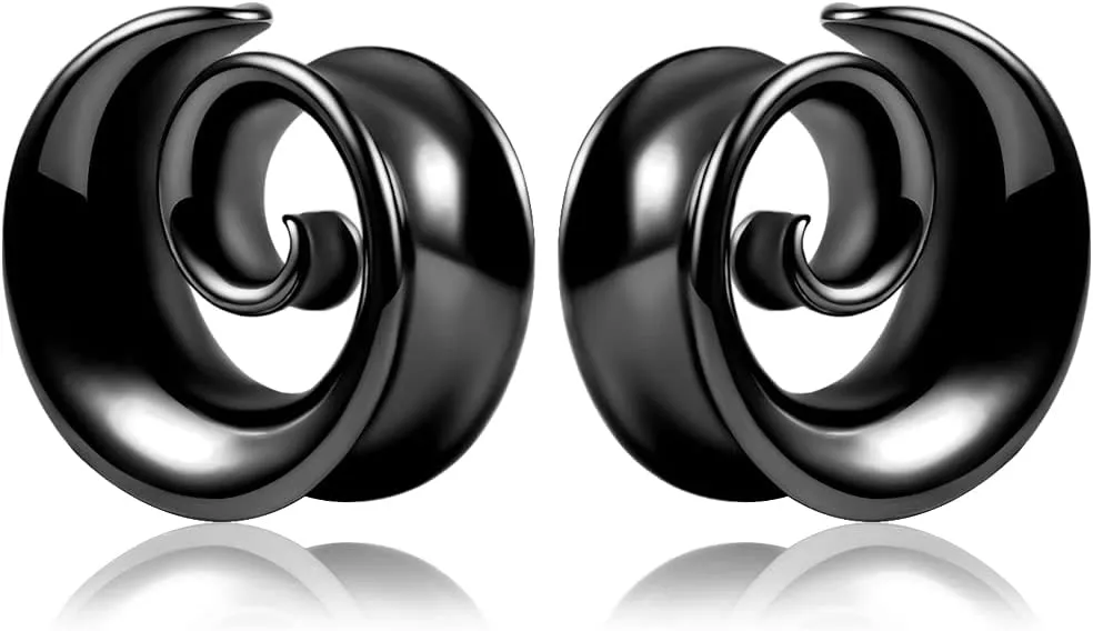 2PCS Spiral Saddle Ear Tunnels Plugs 316 Stainless Steel Ear Gauges Hypoallergenic Earrings Expander Stretcher Piercing Body Jewelry