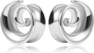 2PCS Spiral Saddle Ear Tunnels Plugs 316 Stainless Steel Ear Gauges Hypoallergenic Earrings Expander Stretcher Piercing Body Jewelry