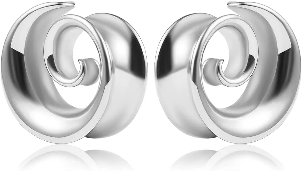 2PCS Spiral Saddle Ear Tunnels Plugs 316 Stainless Steel Ear Gauges Hypoallergenic Earrings Expander Stretcher Piercing Body Jewelry