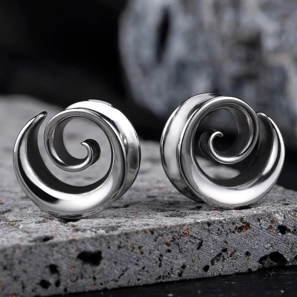 2PCS Spiral Saddle Ear Tunnels Plugs 316 Stainless Steel Ear Gauges Hypoallergenic Earrings Expander Stretcher Piercing Body Jewelry