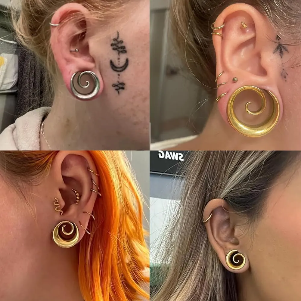 2PCS Spiral Saddle Ear Tunnels Plugs 316 Stainless Steel Ear Gauges Hypoallergenic Earrings Expander Stretcher Piercing Body Jewelry
