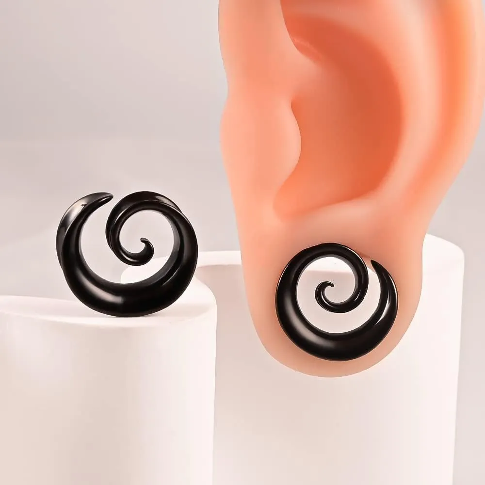 2PCS Spiral Saddle Ear Tunnels Plugs 316 Stainless Steel Ear Gauges Hypoallergenic Earrings Expander Stretcher Piercing Body Jewelry