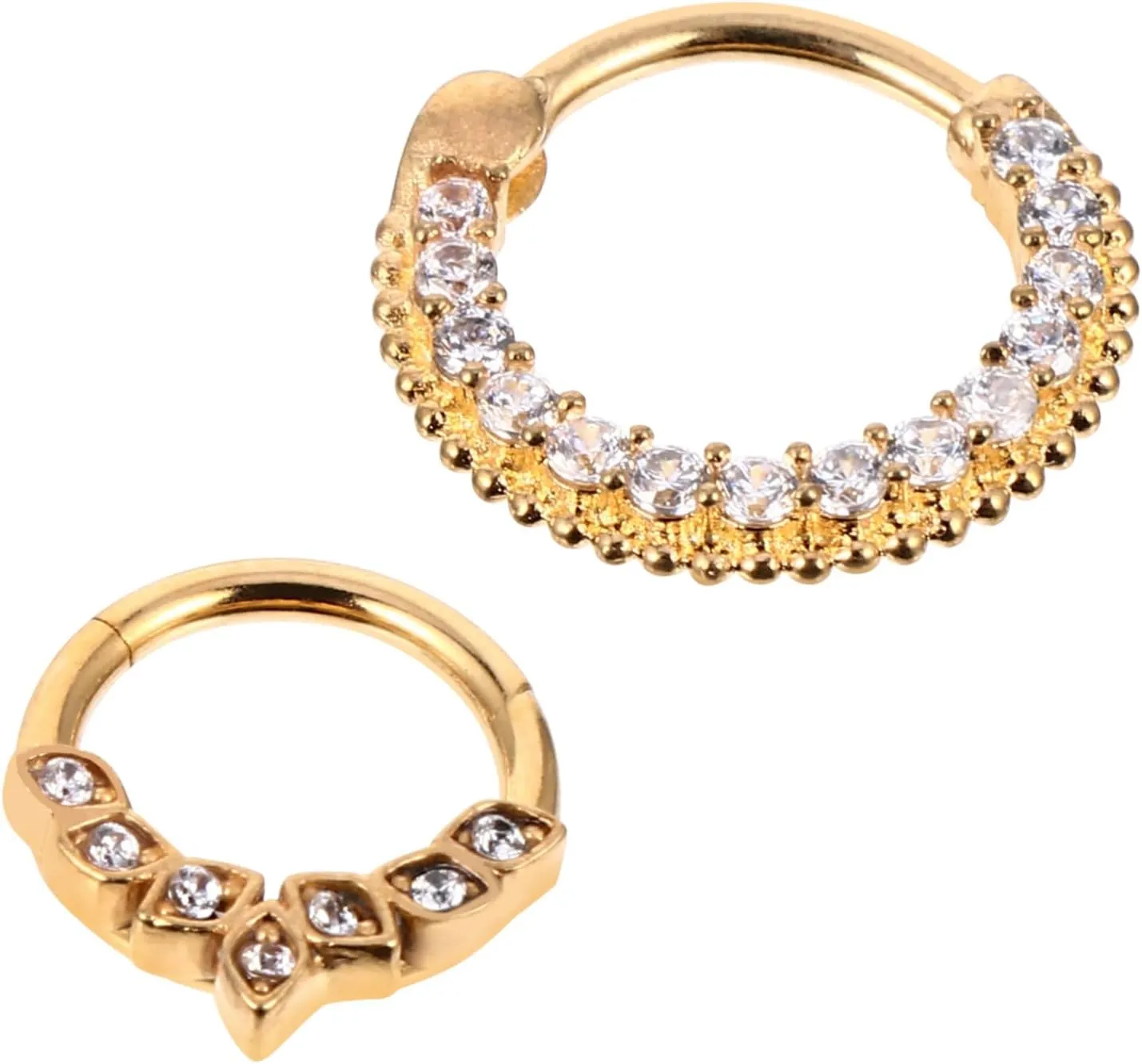 2Pcs Stainless Steel Nose Rings Chic Piercing Jewelry with Zirconia Accent for Fashionable Nose Decoration