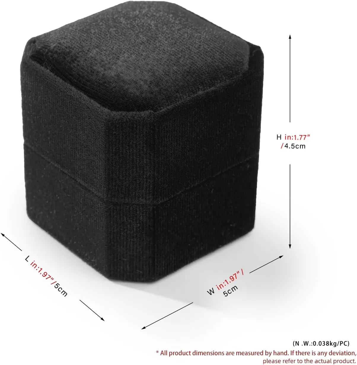 3 Slots Ring Box Velvet Ring Gift Box Wedding Day For Proposal, Engagement, Wedding,Mother's Day, Valentine's Day (Black)