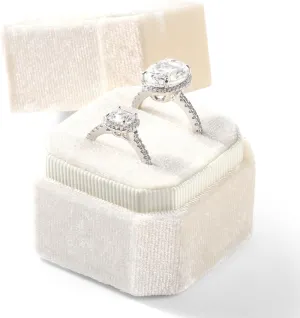 3 Slots Ring Box Velvet Ring Gift Box Wedding Day For Proposal, Engagement, Wedding,Mother's Day, Valentine's Day(Beige)