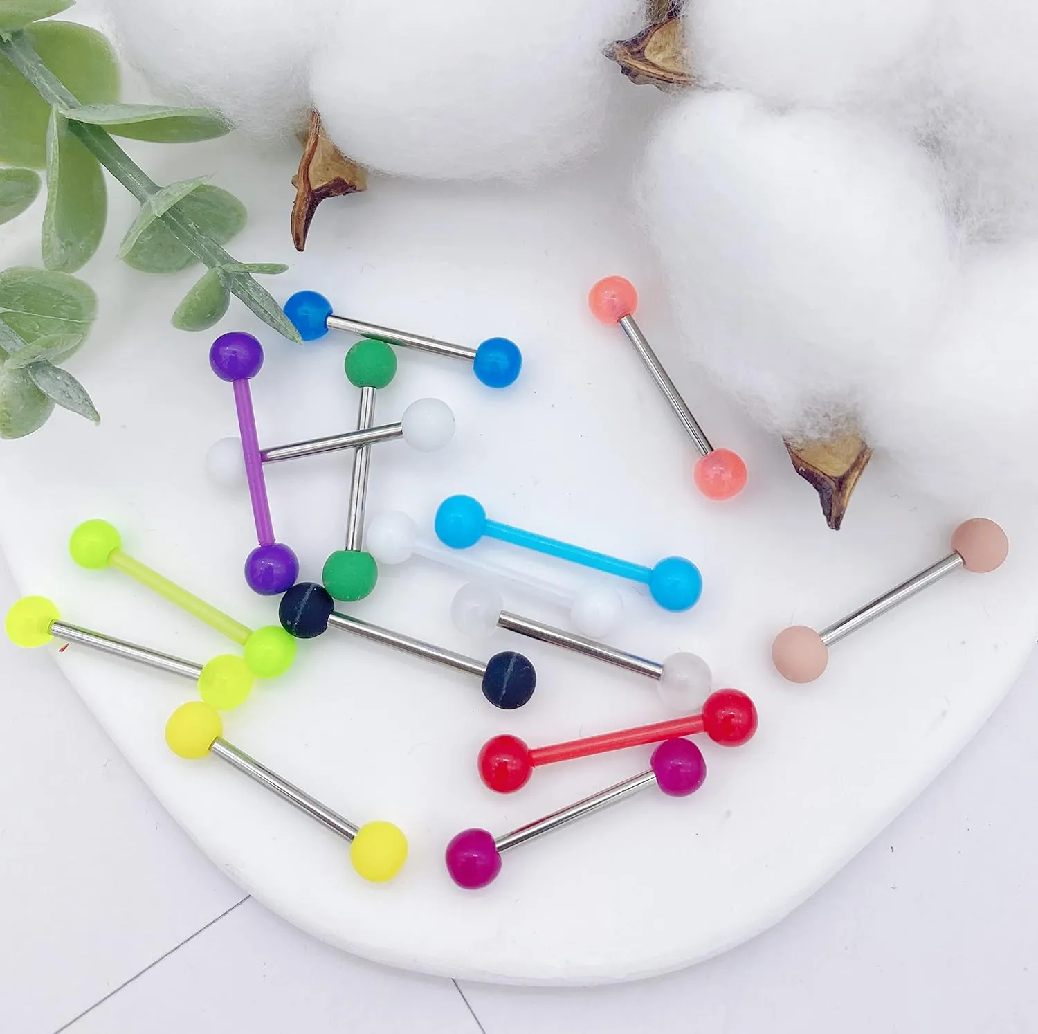 30-200Pcs 14G Surgical Steel Tongue Rings for Women Stainless Steel Nipple Rings Barbell Body Piercing