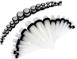 36-Piece Glow in the Dark Tapers with Plugs Ear Stretching Kit - 14GA - 00GA - UV Glow Acrylic