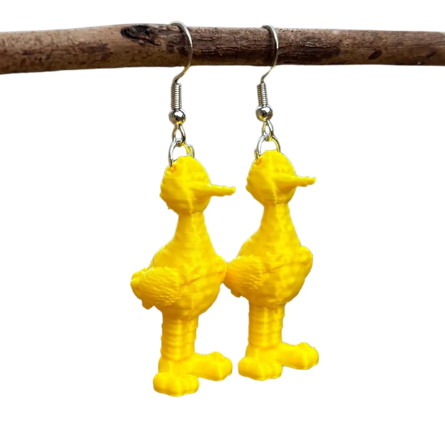 3D Print Tall Yellow Bird Earrings Accessories for Trendy 90s Nostalgia for women and girls quirky cute unique interesting weird funny from sueno pots (Yellow)
