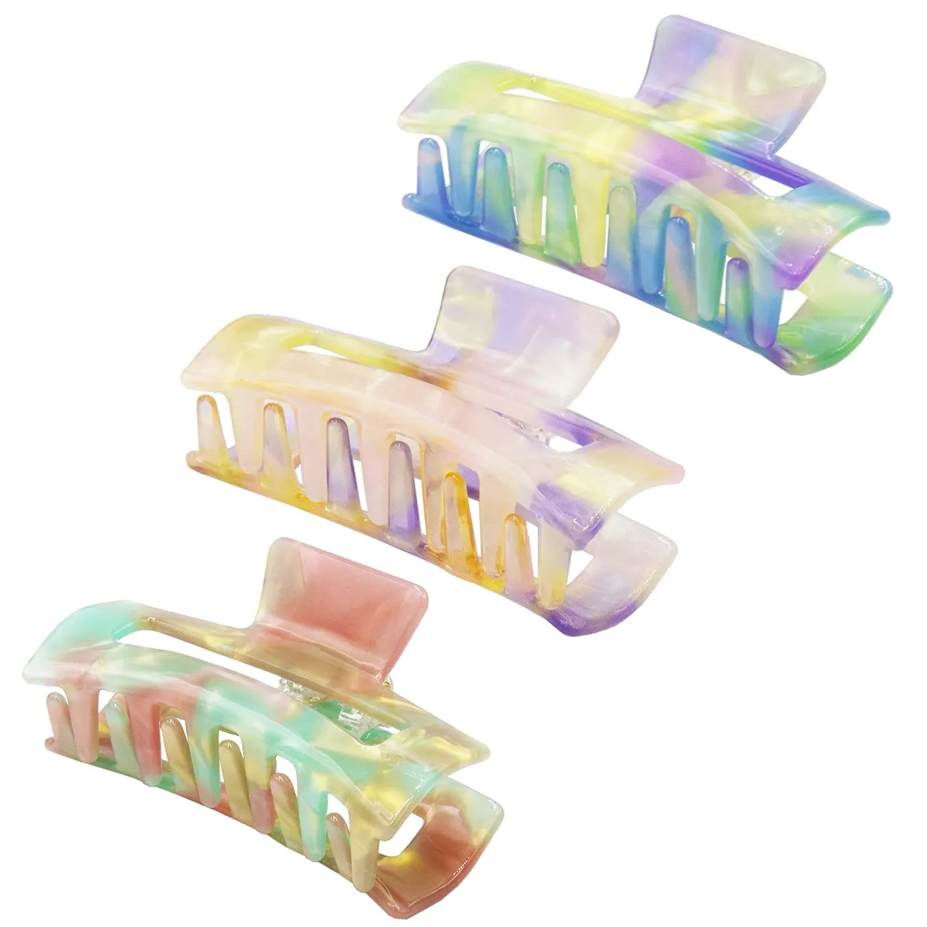 3PCS Large Hair Claw Clips - Acrylic Big Hair Clips for Thick Hair Strong Hold Hair Jaw Clips Non-slip Banana Hair Barrettes Clips for Women Girls