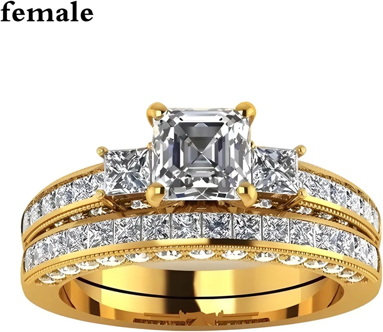3Pcs Moissanite Wedding Rings Sets for Couples, s925 10K 14K 18K Gold Wedding Rings Sets for Him and Her, Customized Matching Engagement Bands Set for Men and Women Free Engraving