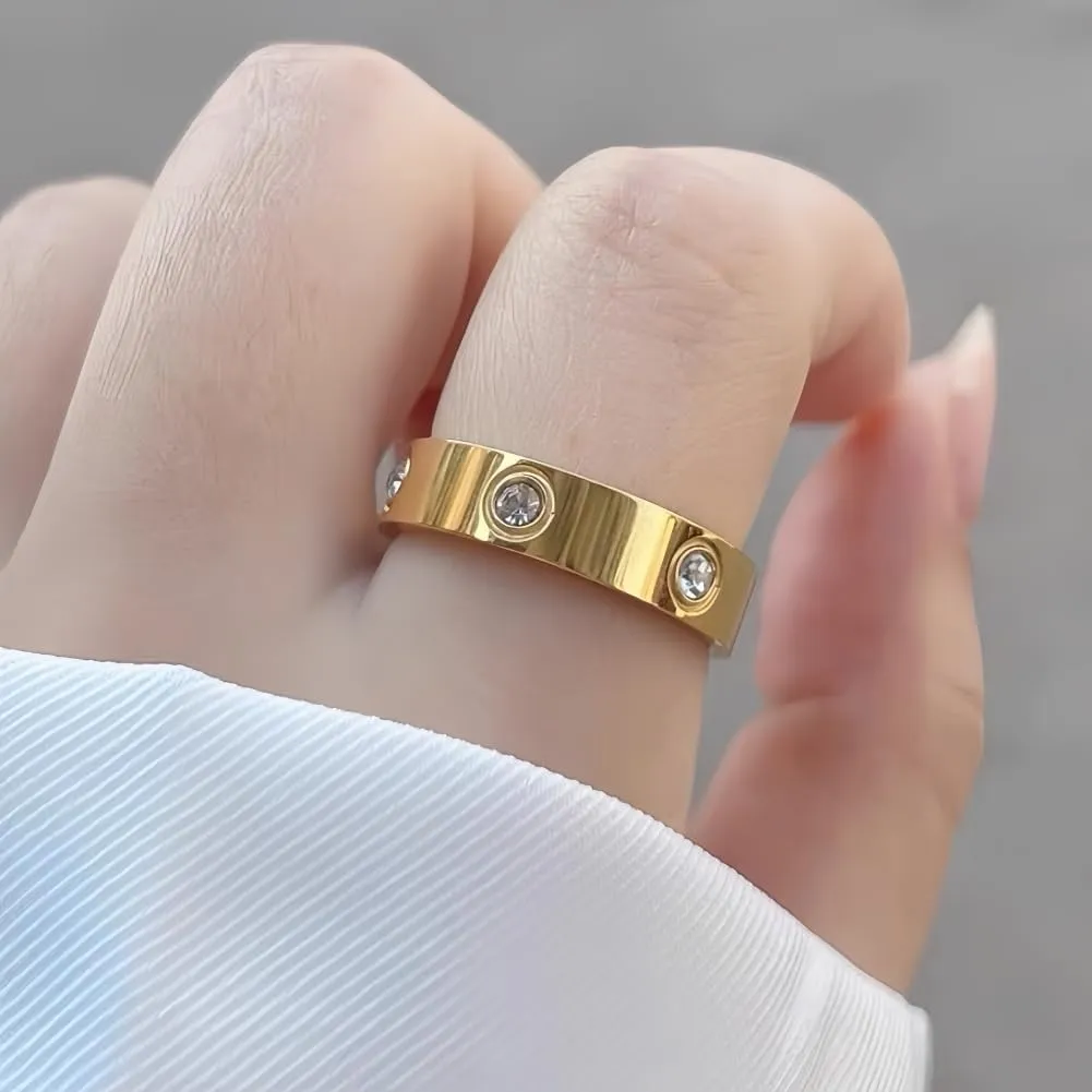 3Pcs/Set Love Friendship Ring 18K Gold Silver Rose Plated Cubic Zirconia Stainless Steel Promise Ring Wedding Band Jewelry for Women
