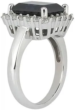 4.90 ct. TW Emerald Shape Blue Sapphire in Diamond Accented Anniversary Wedding Band Ring in Platinum