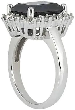 4.90 ct. TW Emerald Shape Blue Sapphire in Diamond Accented Anniversary Wedding Band Ring in Platinum