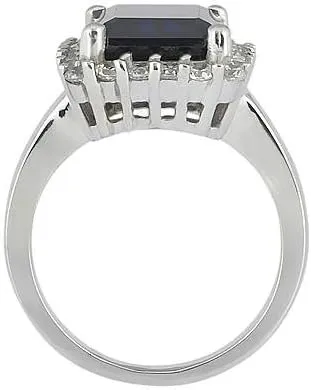 4.90 ct. TW Emerald Shape Blue Sapphire in Diamond Accented Anniversary Wedding Band Ring in Platinum