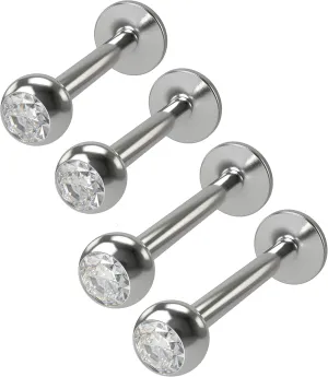 4pc 14g Labret 5mm CZ Crystal Marilyn Monroe Lip Rings Stud Earrings Piercing Jewelry 8mm 10mm