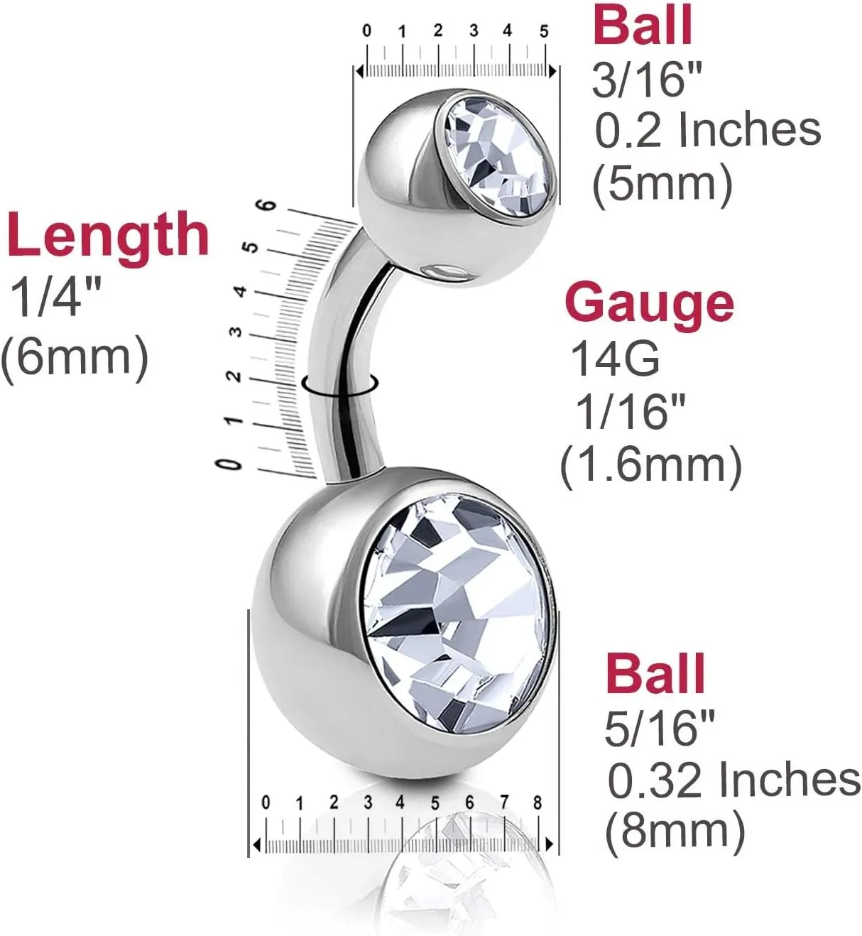 4pcs 14g Short Belly Button Rings Navel Jewelry Surgical Steel Crystals Bars Non Dangle Banana Piercing Studs