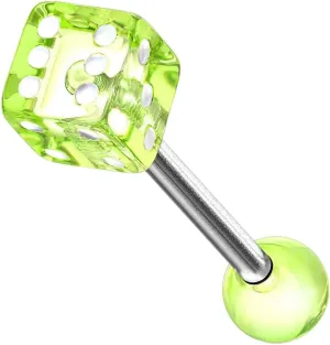 5 MM Acrylic Dice Ball On Surgical Steel Barbells Tongue Rings Green Body Unique Jewelry Delicate Design Piercing Steel Surgical For Women
