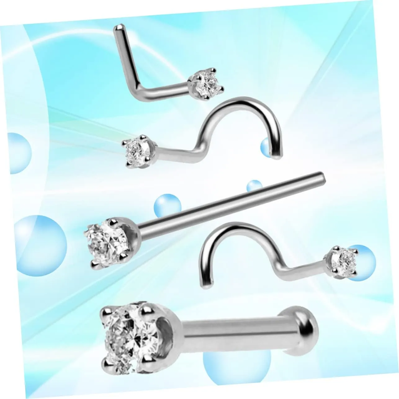 5pcs Nose Jewelry Nose Rings Piercing Nose Studs Accessories Puncture Golden Piercing Rings