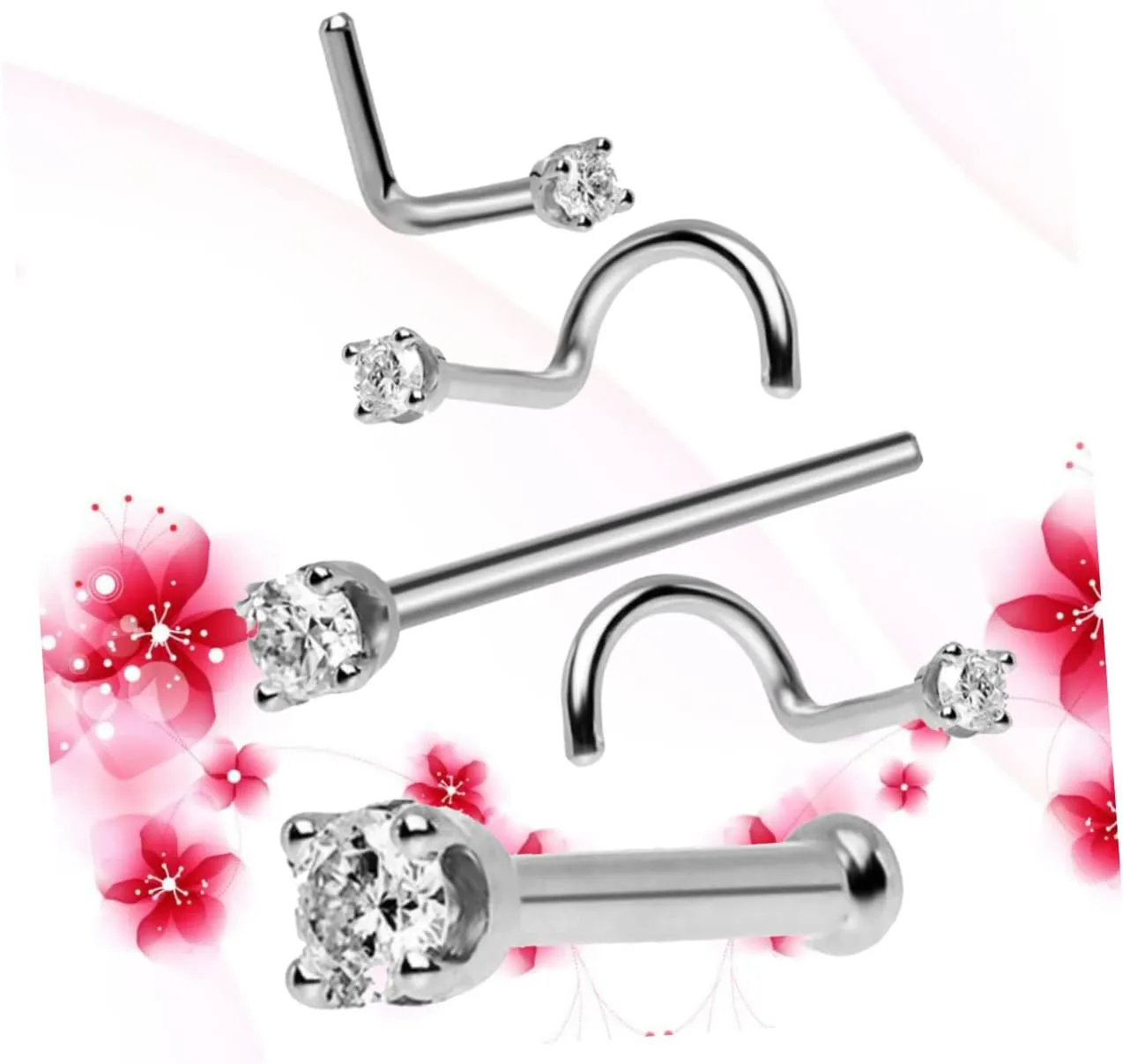 5pcs Nose Jewelry Nose Rings Piercing Nose Studs Accessories Puncture Golden Piercing Rings