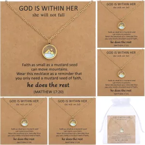 6 Pcs Mustard Seed Necklace for Women Mustard Seed Gift Christian Jewelry Mothers Gift (Gold)