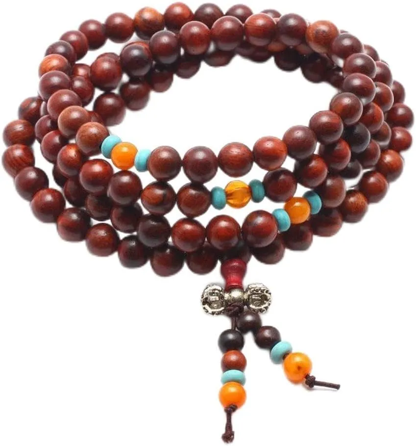 6mm 8mm 108 Nature Rosewood Prayer Beads Bracelet Meditation Buddhist Link Wrist Prayer Mala