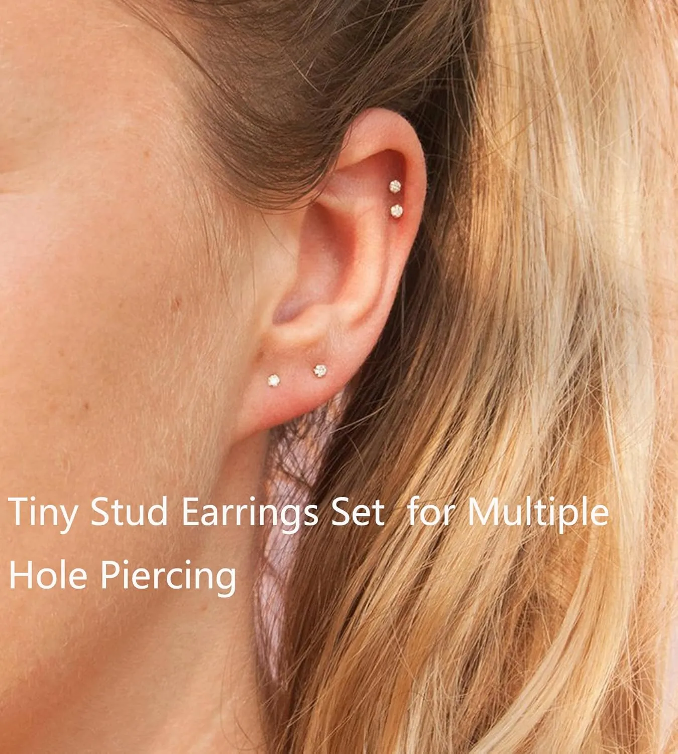 6Pairs 2mm/3mm Surgical Steel Hypoallergenic Piercing Studs, 20G 14K Real Gold Filled Tiny Stud Earrings Set for Multiple Hole Piercing (Cubic Zirconia, Pearl, Ball)