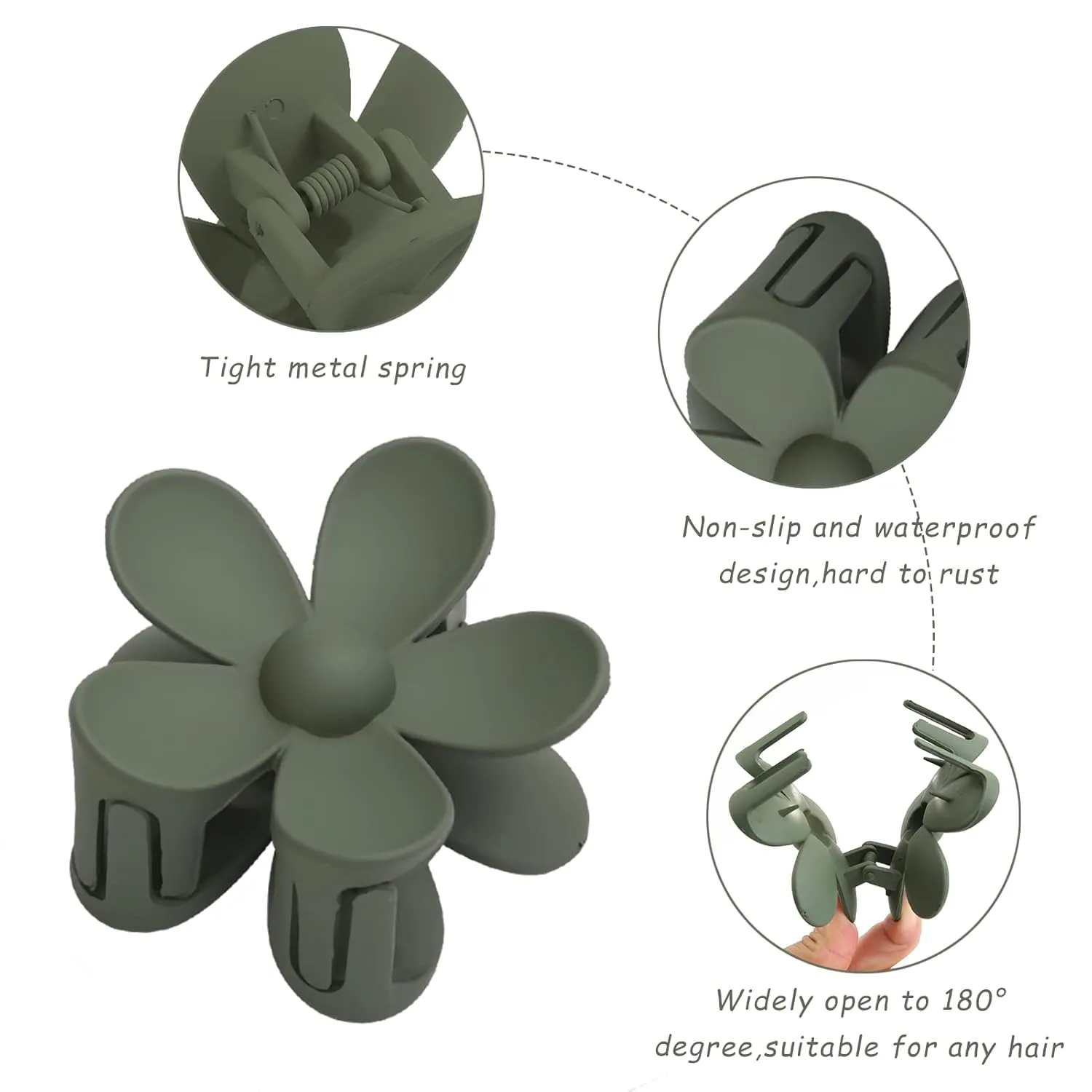 6PCS Matte Flower Claw Clips, Large Hair Clips For Women Thick Hair, Big Cute Dasiy Hair Clips, Non Slip Strong Hold For Women Thin Hair Christmas Gifts Holiday