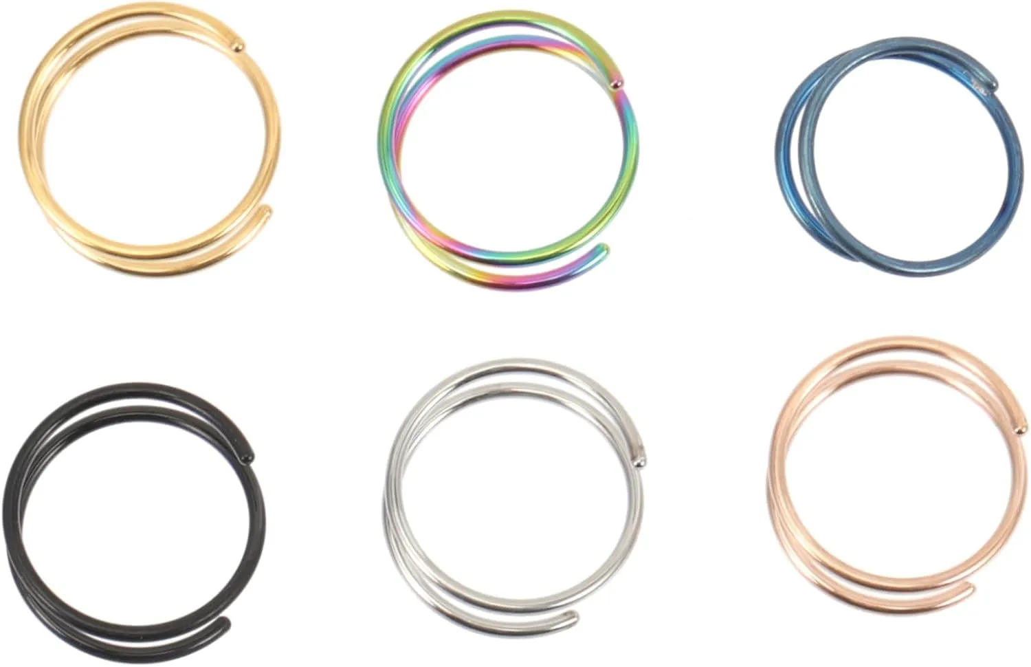 6pcs Spiral Nose Stainless Steel Hoops for Women Comfortable Skin-friendly Fake Nose Jewelry Steel