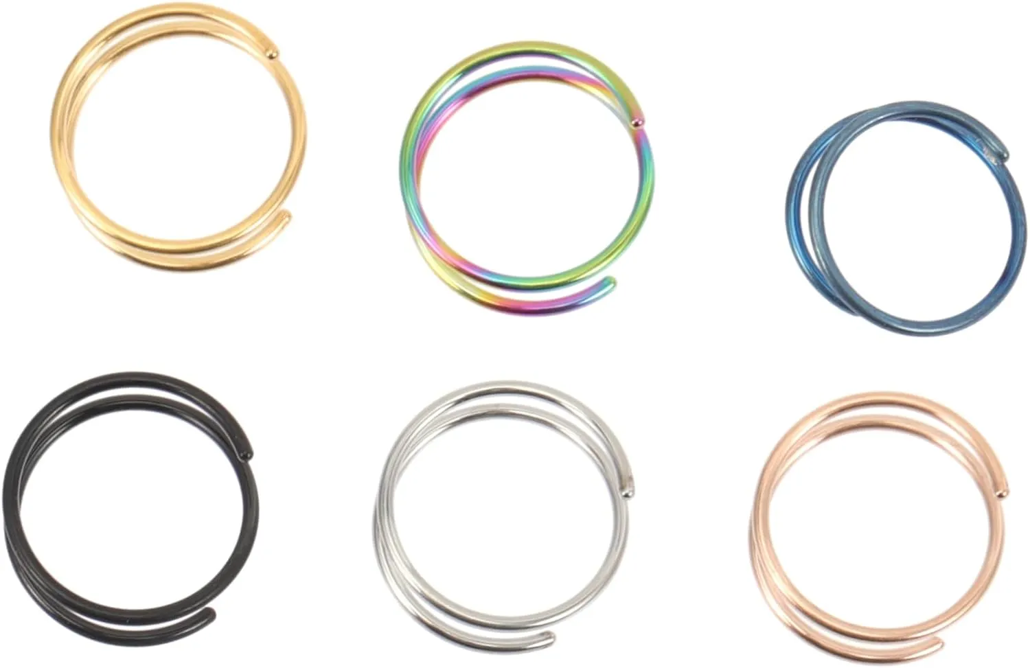 6Pcs Stainless Steel Nose Rings Hoops Spiral Body Jewelry for Women Steel Color for Parties Daily Wear