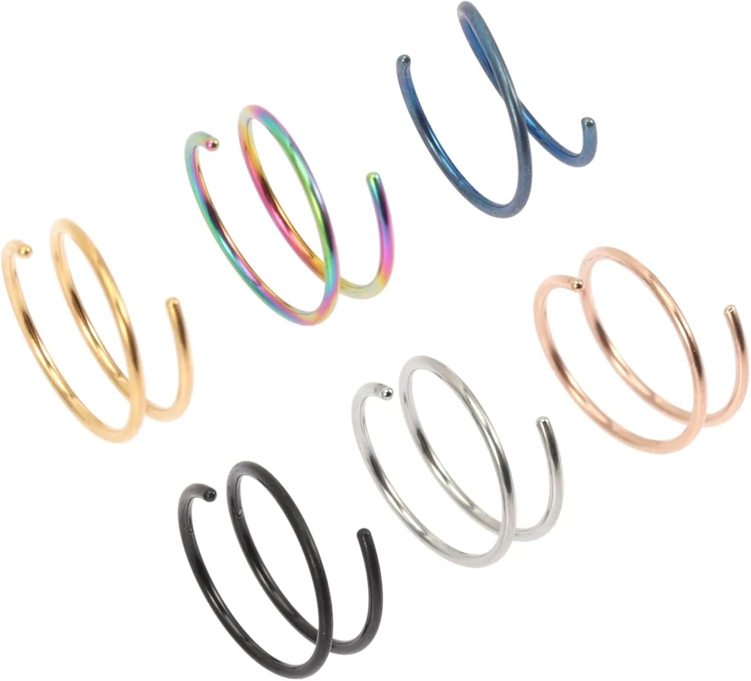 6Pcs Stainless Steel Spiral Nose Rings Hoops for Women Versatile Nose Jewelry Steel for Daily Wear Special Occasions
