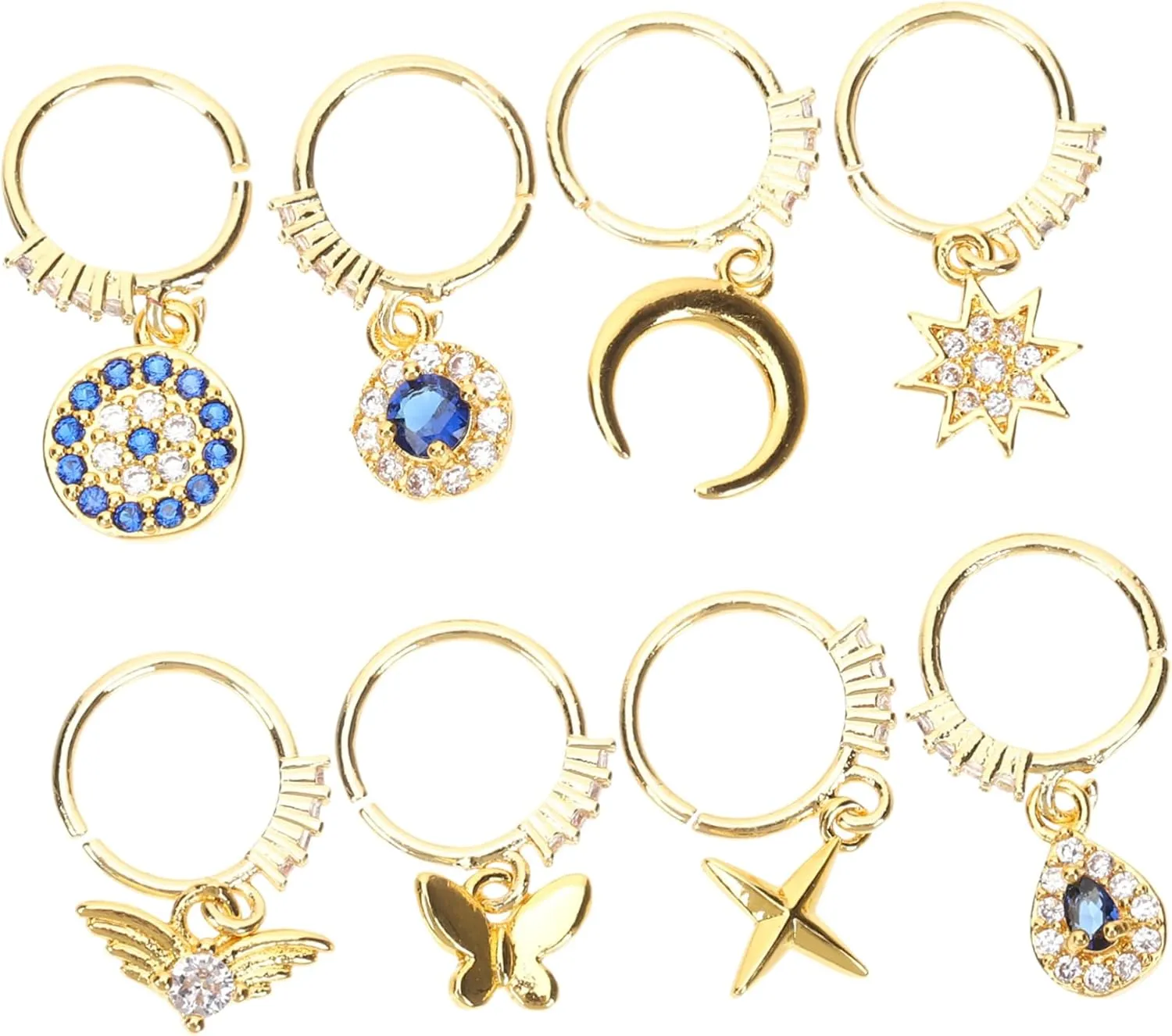 8pcs Non-piercing Nose Hoops Alloy Clip Nose Cartilage Earrings for Women for Various Occasions for Parties Daily Wear