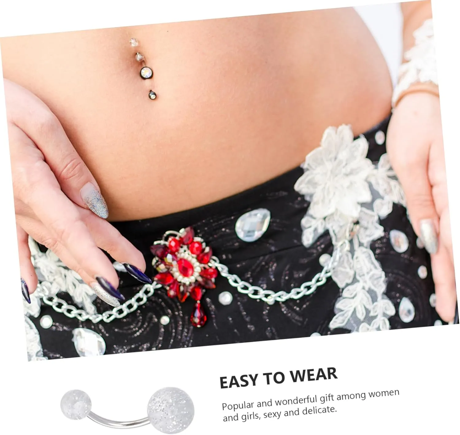9 Pcs Navel Nail Set Metal Belly Bars Belly Decoration Acrylic Jewelry Belly Button Ring Belly Piercing